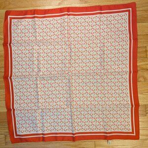 vintage hair scarf made in Italy 80s red white G pattern retro 27" x25.5" square